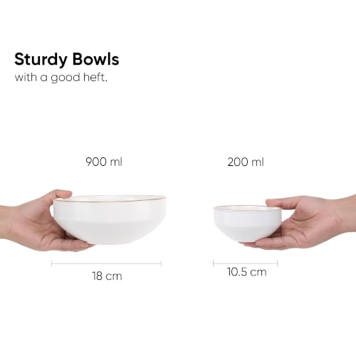 Image of Shay Modern Ceramic Dinner Set, 14 Pcs, White | Crockery Set for Gifting & Dining| Premium Ceramic Dinner Set | Matte Finish (Japandi Dinner Set - White, 14 Piece)