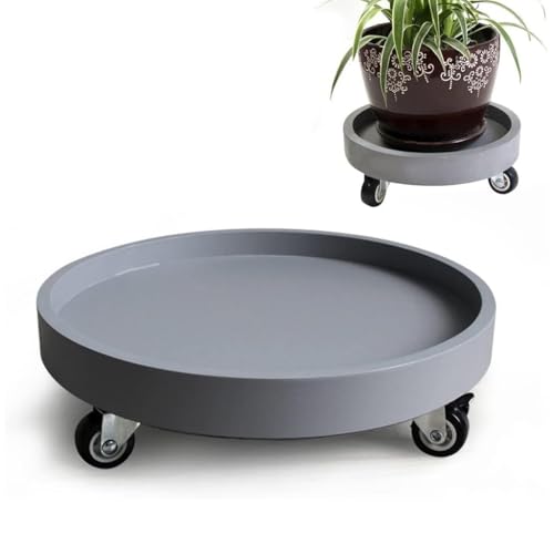 Pflanzkorb mit Rädern, 40 cm Durchmesser, für drinnen und draußen, beweglicher Pflanzwagen, Rollpflanzenständer, Topfuntersetzer mit Rollen, runde Form