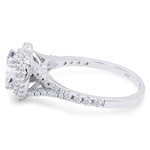 SAVEARTH DIAMONDS 6MM Center Round Cut Sparkling Cubic Zirconia Split Shank Double Halo Engagement Ring In 14k Gold Over Sterling Silver Jewelry For Women Gifts For Her4