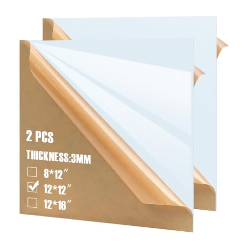 Image of 2pcs Pastel Cell Cast Acrylic Sheets Light Blue 1 /8inch (3mm) 11.75x11.75 300x300mm Glossy Matte Laserable Plexiglass Sheets Plasitc Board for Laser Cutting Engraving DIY Project Craft Sign