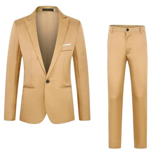 Men's 2 Piece Suit Sets Business Casual Slim Fit Jacket Pants Two Piece Set