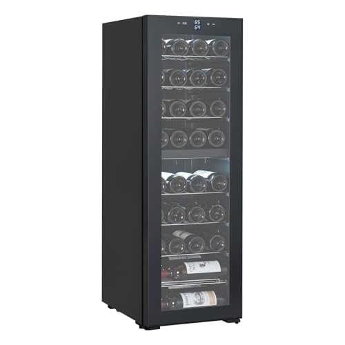 39 Bottle Compressor Wine Cooler Refrigerator, Dual Zone Dual Temperature Built-in/Freestanding Wine Cellar For Red, White, Champagne or Sparkling