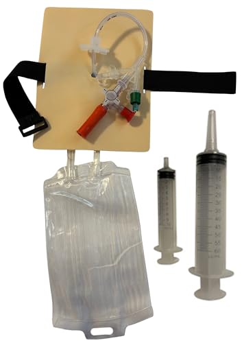 Nurse Grower G-Tube Care Practice Set with 300ml Fluid Bag, Strap and Lopez Valve for Healthcare Student Training
