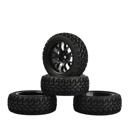Pneus RC 1/10 à jantes noires 12mm hex à haute adhérence pour voiture de tourisme rallye et chenilles