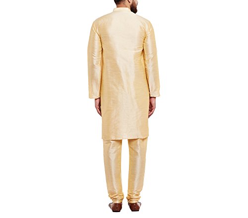 Image of SOJANYA (Since 1958 Men's Golden Dupion Silk Classic Solid ONLY Long Kurta