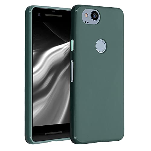 kwmobile Case Compatible with Google Pixel 2 Case - Soft Slim Protective TPU Silicone Cover - Blue Green