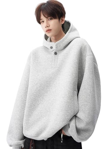 [MEINPU] パーカー メンズ プルオーバー スウェットシャツ 秋服 フード付き ゆったり シンプル カジュアル 人気 トップス 大きいサイズ gray-Lのサムネイル