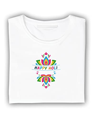 Image of Decor Production Men's /Women's Regular Fit -Colourful - Holi Tshirt Shirt for Men /Women Printed Round Neck Tshirt || Mens /Womens Tshirts Polycotton Half Sleeve