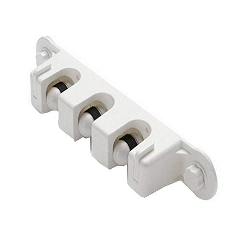 Soporte de Fregona y Escoba Montado en la Pared Sin Perforación Sin Etiquetas Adhesivas Almacenamiento Organizador de la Casa-3 Posición con 2 Ganchos Para Cocina, Lavandería y Garaje (Blanco)