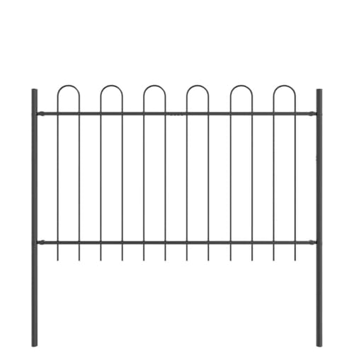 HETFTJN Clôture de Jardin 9 Pièces, 15,3m x 1,5m, Palissade en Acier Revêtu de Poudre, Panneaux de Délimitation pour Extérieur, Terrasse et Jardin, Design...