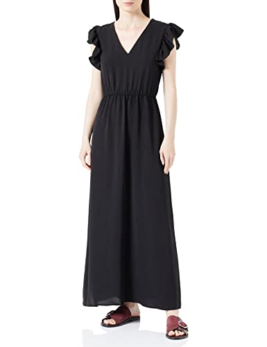 ONLY Damen Onlmette S/L Frill Dress WVN Cs, Schwarz, M