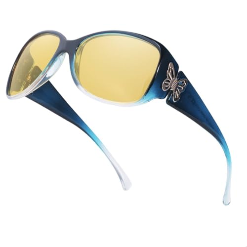 Myiaur Night Vision Driving Glasses for Women, Polarized Yellow Lens Nighttime Glasses for Glare Reduction
