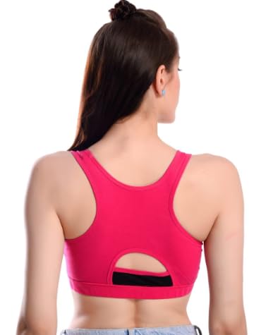 Image of High-Coverage Cotton Double Layered Premium Seamless Padded Wire Free Sports Bra Low Impact Workout & Activewear for Women & Girls (Pack of 1)