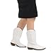 mysoft Women's Wide Calf Cowboy Boots Pull-On Mid-Calf Embroidered Pointed Toe Retro Western Boots