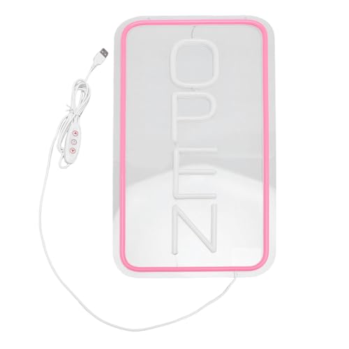 Letreros Abiertos de Neón LED para Negocios, Letreros Abiertos de 42x22 Cm, Alimentados por USB con Brillo Ajustable, Letreros de Luces de Neón Abiertas para Bares, Salones,
