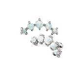 One Piece 16G 1/4''Prong Set Synthetic Opal with curved design to comfortably fit the anatomy of the top cartilage of the ear (White)