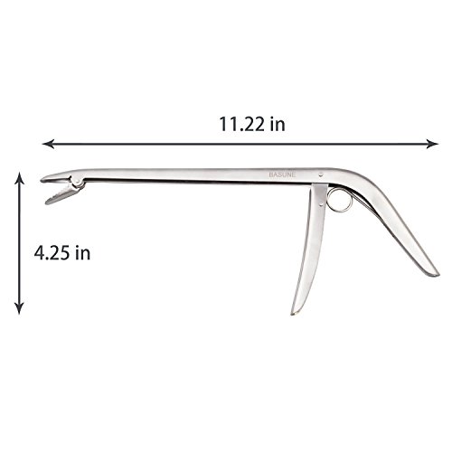 BASUNE Fishing Pliers and Fish Hook Remover with Line Cutter, Curved Nose Hook Remover Tackle Tool with Nylon Sheath and Fishing Gear Set (Blue)