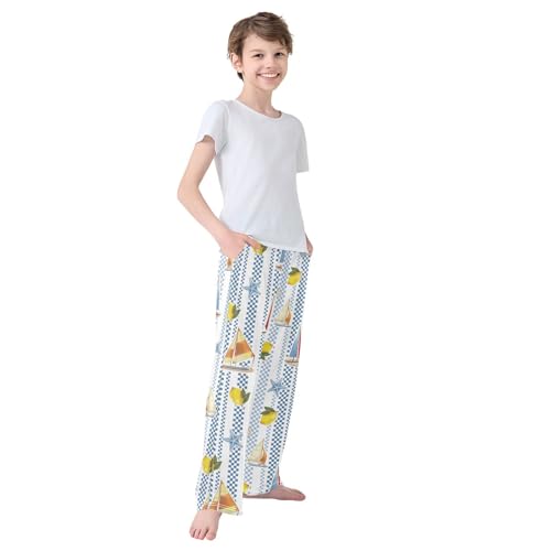 Boys' Pants Lemon Sail Boat Sea Star Long Bottoms Jogger Pants Elastic Waist Trousers with Pockets S-XL4