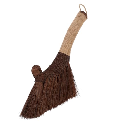 PRETYZOOM Handheld Broom Soft Bristles Natural Miscanthus Broom Small Dust Sweeper Desk Table Cleaning Brush Multiuse for Home Office