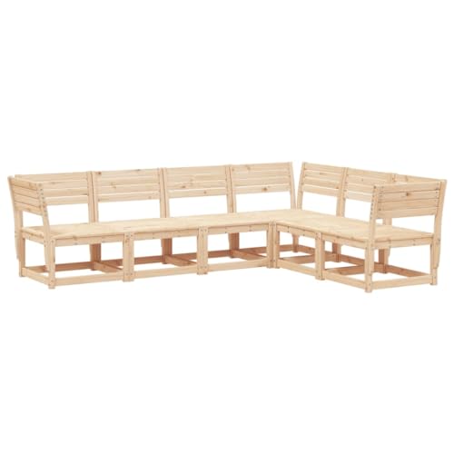 Genérico Juego de sofás de jardín 6 Piezas Madera Maciza de Pino,Mobiliario,Muebles de jardín,Conjuntos de jardín,Marrón,70.56 kg,3217015