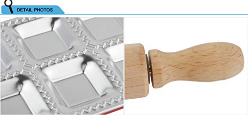 Ravioli Maker Mold, FantasyDay 2 Pack Stainless Steel Pierogi/Dumpling Maker Set with a Rolling Pin, Empanada Press Mould - Kitchen Pastry Tools for Ravioli Meat Press Maker, Pelmeni Dumplings