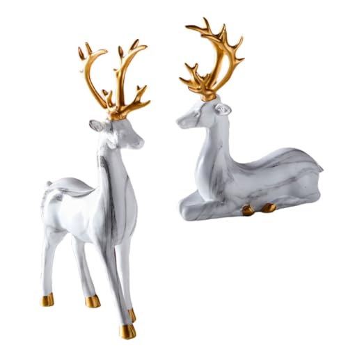 Ornements d'élan blanc en duo pour votre décoration de table