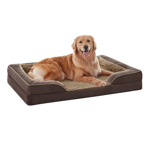 Image of FURTIME Orthopedic Dog Bed for Extra Large Dogs - XL Washable Dog Sofa Beds Large, Supportive Foam Pet Couch Bed with Removable Washable Cover, Waterproof Lining and Nonskid Bottom, Khaki