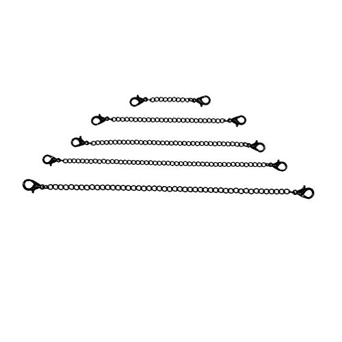 STOBOK 5Pcs Halskette Extender Edelstahl Armband Extender Kette Fußkettchen Verlängerung Ketten mit Karabiner Und Verschlüsse Für DIY Schmuck Erkenntnisse Der Schwarz Cover