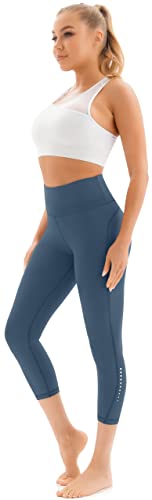 Afitne Capri Leggings For Women High Waisted Yoga Pants Workout Athletic Spandex Gym Womens Cropped Leggings With Pockets Blue M #TOP6