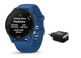 Garmin Forerunner 255-010-02641-11 - 46 mm Gehäuse - Multi-GPS Laufuhr/Smartwatch -dunkelblau/schwarz - inkl. Netzadapter
