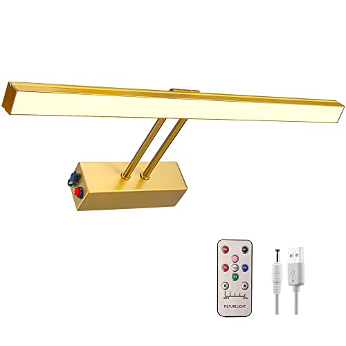 Hamvidne Rechargeable Picture Light, Wireless Remote Control Picture Lights Battery Operated, Full Metal 17" Picture Lights For Paintings, Accent Lights For Frame Display Dartboard Artwork Gallery #TOP24