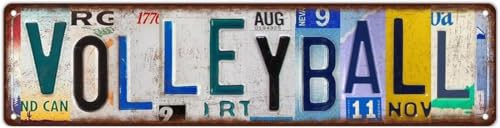Retro Sports metal Tin Plate, Volleyball Stuff Street Sign, Suitable for Lounge Stuff, Home Bedroom Decor Stickers, Wall Decoration Poster, 16 x 4 inches, Volleyball Gifts for Teen Girls or Boy