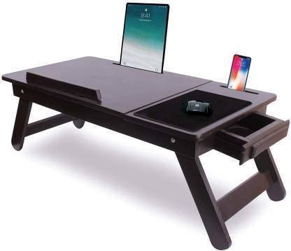 Image of IBS Multipurpose Wooden Adjustable Foldable Multi Function Portable Laptop Table & Study Table with Foldable Legs & Drawer Brown (Pack of 1) (Brown),3 x 3