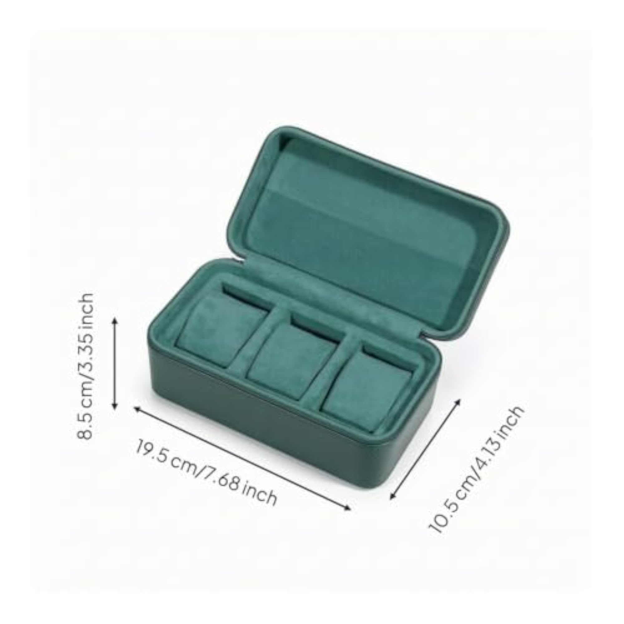 Portable Green 3-Slot Hard-Sided Watch Storage Travel Case
