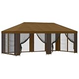 Gazebo da giardino con pareti laterali, 6 x 3 m, colore: tortora