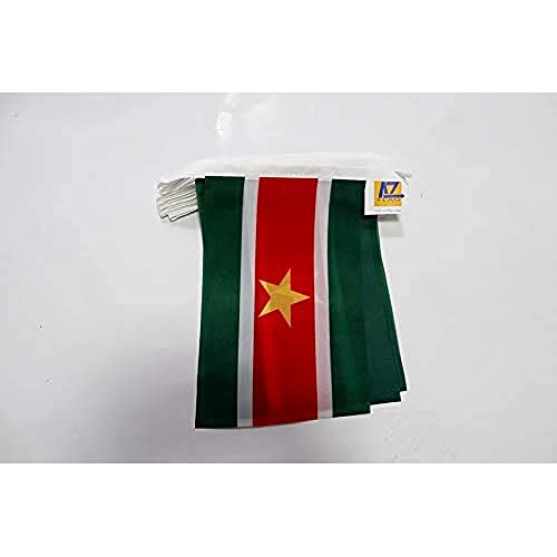 Image of AZ FLAG Suriname 6 meters BUNTING Flag 20 flags 9'' x 6'' - Surinamese STRING flags 15 x 21 cm