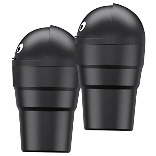 Mini poubelle de voiture en plastique noir lot de 2 avec couvercle étanche