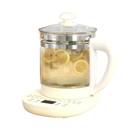 BAOJUHUIKANG Tetera de Vidrio Multifuncional para el hogar, hervidor eléctrico pequeño de 800W para Oficina, 18 menús Principales para Hacer Sopa de Tremella y té de Flores (1,8L)