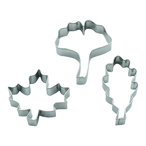 BekkiB - 3er Set Blätter Ausstechformen Eiche, Ahorn, Gingko - Ausstecher aus Edelstahl, spülmaschinengeeignet - 7329