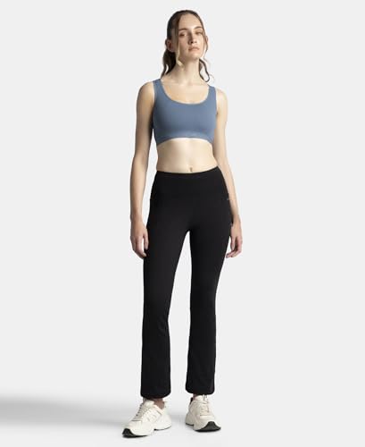 Image of Jockey AP20 Women Wirefree Padded Tactel Nylon Elastane Stretch Full Coverage Racerback Styling Active Sports Bra with StayFresh and StayDry Treatment