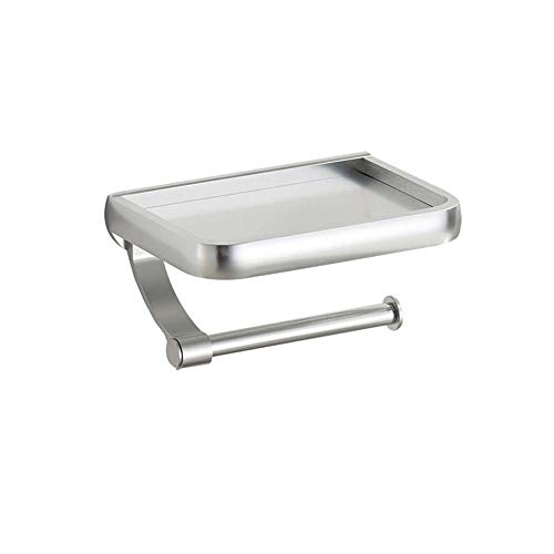 Toilettenpapierhalter Selbstklebender Küchenrollenhalter mit Telefonregal Wandhalterung Aluminium Hotel Tissue Roll Dispenser Dekoration-Silber
