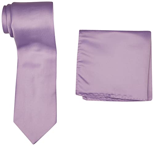 STACY ADAMS Men's Tall Plus Satin Solid Tie Set Extra Long, Lilac, One Size