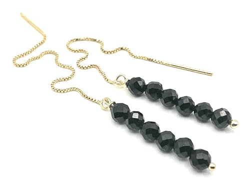 Boucles d'oreilles en spinelle noir et argent vermeil 24k doré au design de luxe raffiné