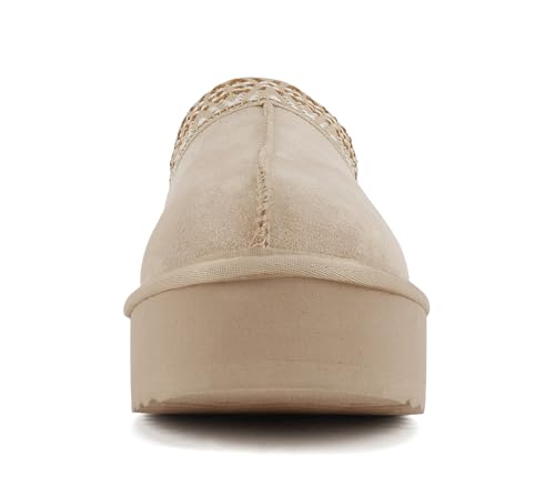 Image of Soda inchEagle inch ~ Women Round Toe Slip-On Flatform Lug Sole Sherpa-lined Slipper with Stitch Details