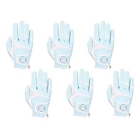 SIMPLE SYMBOL Men's Golf Glove Premium Synthetic Leather,Stable Grip,Six Pack（Left is Wear on Left Hand,Right is Wear on Right Hand） Four Colors to Choose from White/Sky/Beige/Red(Sky,XL,Right) Cover