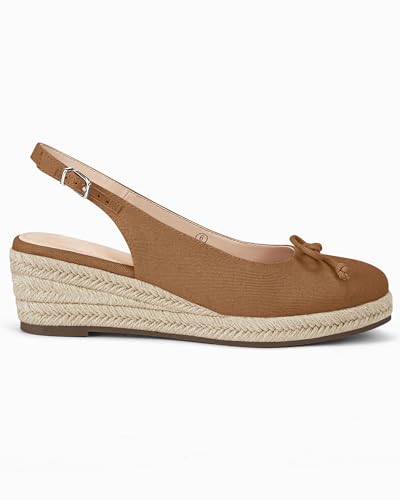 Image of Womens Closed Toe Espadrilles Wedges Shoes Platform Slingback Mid Low Heel Canvas Bow Dress Sandals