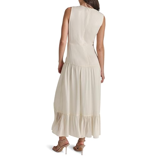 Image of DKNY Womens V-Neck Twist Front Sleeveless Dress