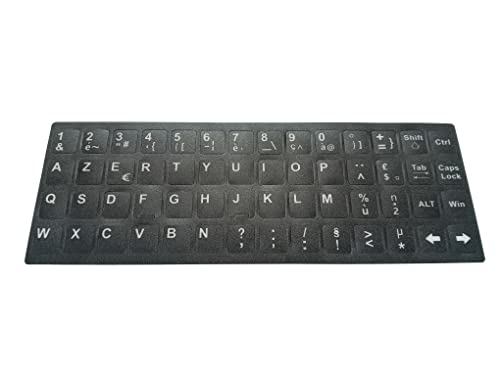 Lot De 2 Autocollants De Lettres Pour Clavier AZERTY Français - Couleur Blanc Sur Fond Noir - NEUF - Marque Sodial