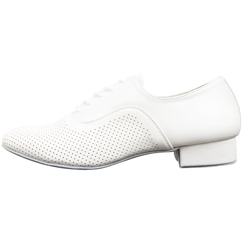 Image of Linodes Breathable Men Latin Dance Shoe Lace Up Leather Sole Waltz Shoe