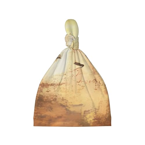 Retro Irish Flag Print Newborn Baby Hat, Soft Top Knotted Beanie Cap, Cute Infant Headwear for 0-6 Months Welcome Party Black